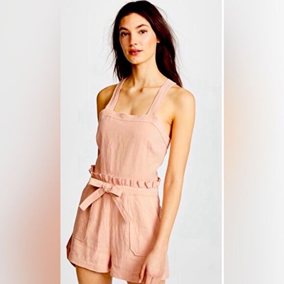 SAYLOR Pinky-Nude color Sleeveless Romper! 100% linen; Size Small. Soooo Cute!!! - Picture 1 of 12